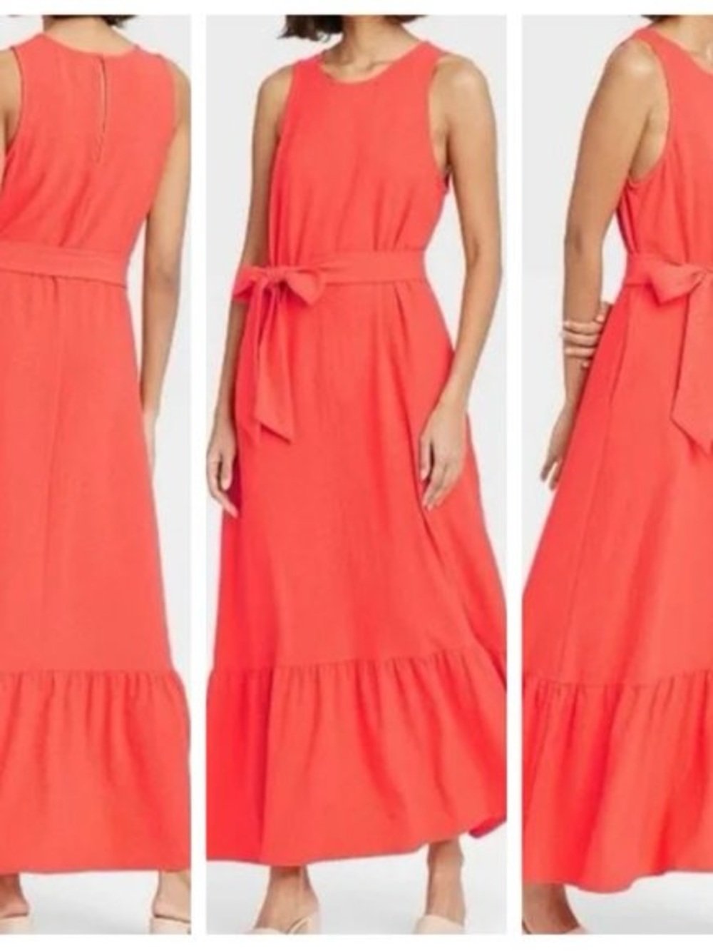 a new day Vibrant Orange Tie-Waist Maxi Dress
